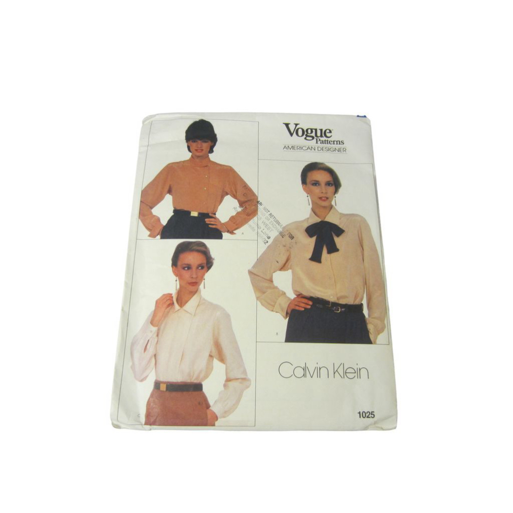 Calvin Klein Women's Vintage Blouse Sewing Pattern1025 Size 12-14-16